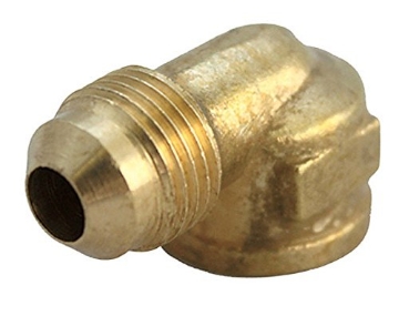 Picture of JMF COMPANY 4506226 JMF 3/8 in. Dia. x 1/4 in. Dia. Flare To FPT To Flared Yellow Brass Elbow (PK-5-EA)