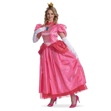 Picture of Disguise DG164589N Disguise Princess Peach Adult Costume, Official Super Mario Elevated Adult Costume Dress and Crown, Size S (4-6) (EA)