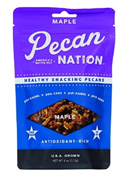 Picture of LEE POPE PECANS LLC PNMC4.8 Pecan Nation Maple Flavored Roasted Sweet Pecan Pieces 4 oz., Natural, No preservatives, Antioxidant-Rich, Non-GMO, Healthy Nut Snack for Adults and Kids (PK-8-EA)