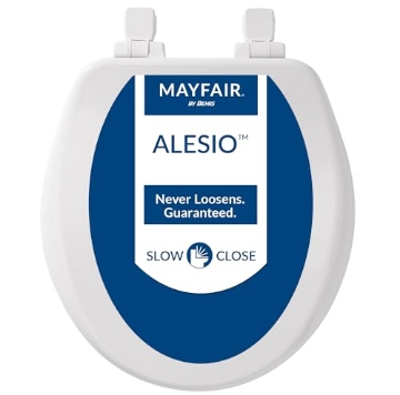 Picture of MAYFAIR BY BEMIS 64SLOW-000 MAYFAIR 864SLOWB 000 Alesio II Toilet Seat will Slow Close, Never Loosen and Provide the Perfect Fit, ROUND, Highly Stylized Durable Enameled Wood, White (EA)