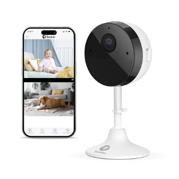 Picture of SWANN(TM) SWIFI-2KICAM-US Swann Wi-Fi Baby Monitor Security Camera, 2K Quad HD Powered Home Surveillance Cameras with Night Vision,2-Way Talk, Siren, Heat and Motion Triggered Mobile Alerts, Free Cloud & Local Recording (PK-8-EA)