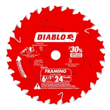 Picture of Diablo D0624X Diablo Framing Saw Blade for Wood - TiCo Hi-Density Carbide, Non-Stick Perma-Shield Coating, 6-1/2" Diameter, 24 Teeth, .059" Kerf - D0624X (EA)