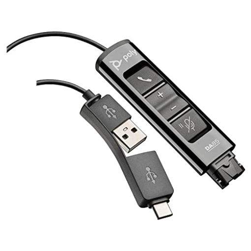 Picture of Plantronics PL-218267-01 Poly - DA85 USB-A/USB-C digital adapter (Plantronics) - Works with Poly Call Center Quick Disconnect (QD) Headsets - Acoustic Hearing Protection -Works with Avaya, Genesys,&Cisco call center platforms (EA)