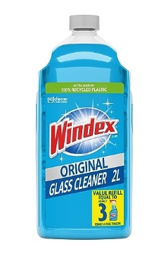 Picture of Windex SJN316147 Windex Refill Glass and Window Cleaner Bottle, Bottle Made from 100% Recycled Plastic, Surface Cleaning Spray, Original Blue Scent, 2L (67.6 Fl Oz) (EA)