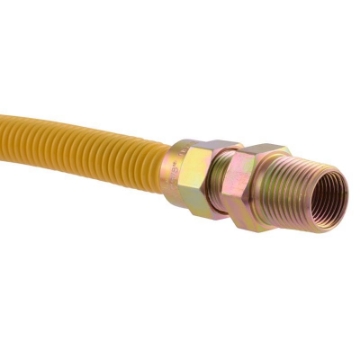 Picture of Eastman Kodak Company 20YE505036B Eastman 36 Inch x 1/2 Inch OD Flexible Gas Line Connector with (2) 1/2 Inch MIP Fitting Ends for Natural Gas and Liquid Propane, Stainless Steel, Yellow, 20YE505036B (EA)