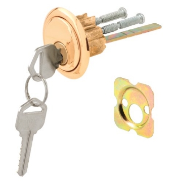 Picture of Prime U9965 Prime-Line U 9965 Rim Cylinder Lock, 3/4 In. Hole Center, Diecast, Brass Plated, Kwikset (Single Pack) (EA)