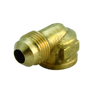 Picture of JMF COMPANY 4506275 JMF 15/16 in. Dia. x 3/4 in. Dia. Flare to FPT to Flared Yellow Brass Elbow (EA)