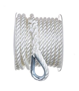 Picture of ATTWOOD MARI 40691 Seachoice Anchor Line Rope, 3-Strand Twisted, White, Nylon, 3/8 In. X 50 Ft. (EA)
