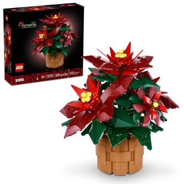 Picture of Lego 10370 LEGO Icons Poinsettia Building Sets for Adults - Artificial Flowers for Decoration - Christmas Flowers for Table Centerpiece - 10370 (EA)