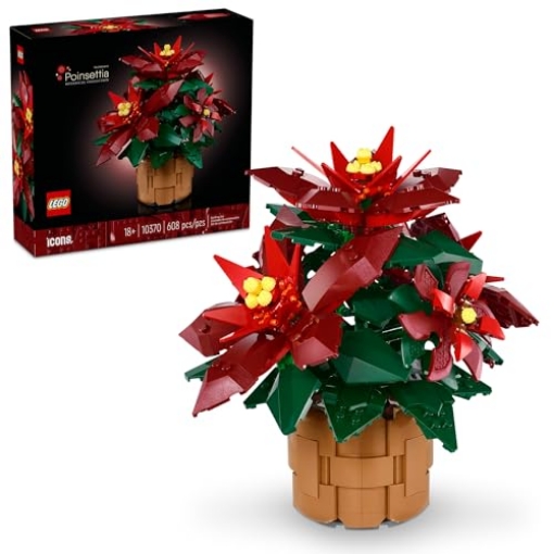 Picture of Lego 10370 LEGO Icons Poinsettia Building Sets for Adults - Artificial Flowers for Decoration - Christmas Flowers for Table Centerpiece - 10370 (EA)