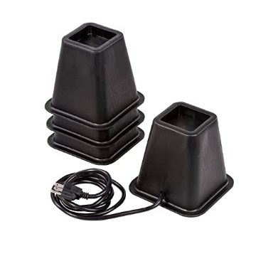 Picture of Honey Can Do STO-09675 Honey-Can-Do 5.5-Inch Set-of-4 Bed Risers or Furniture Risers with Power Outlets & USB Ports, Black STO-09675 Black (EA)