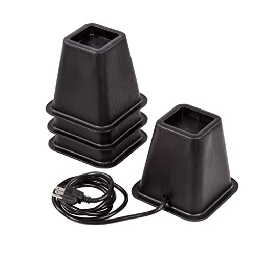 Picture of Honey Can Do STO-09675 Honey-Can-Do 5.5-Inch Set-of-4 Bed Risers or Furniture Risers with Power Outlets & USB Ports, Black STO-09675 Black (EA)