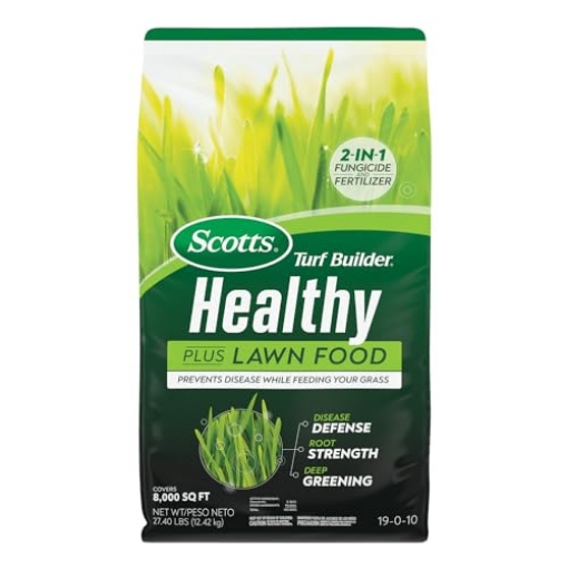 Picture of THE SCOTTS MIRACLE-GRO COMPANY 26032 Scotts Turf Builder Healthy Plus Lawn Food, 2-in-1 Fungicide and Fertilizer, Helps Grass Withstand Summer Stress, 8,000 sq. ft., 27.40 lbs. (EA)