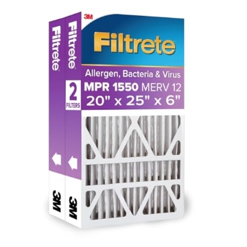 Picture of Filtrete NDP03-6IN-2 Filtrete 20x25x6 AC Furnace Air Filter, MPR 1550, MERV 12, Fits Honeywell, CERTIFIED Asthma & Allergy Friendly, Electrostatic Air Cleaning Filter, 2-Pack (Actual Size 19.75x24.25x6 in) (PK-2-EA)