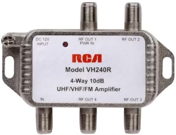 Picture of RCA VH240R RCA VH240R 4-Way Video Signal Amplifier & Splitter; Use with RG6 or RG59 Coaxial Cable; Amplifies VHF, UHF, and FM Signals by 10dB (EA)