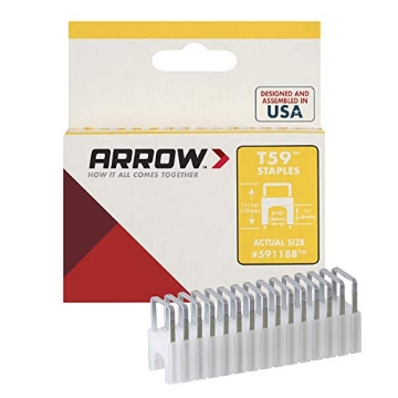 Picture of ARROW FASTENER CO LLC 591188 Arrow 591188 T59 Insulated Staples, 1/4-Inch Leg Length, 5/16-Inch Crown Width, Clear, 300-Pack (EA)