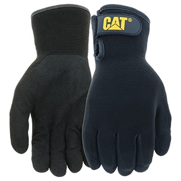 Picture of CAT CAT017414L CAT Men's Nitrile Coated Terry Acrylic Lined Winter Work Gloves, Water Resistant, Insulated, High Dexterity, Customizable Fit, Black, Large (CAT017414L) (EA)