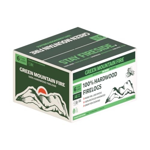 Picture of GREEN MOUNTAIN FIREWOOD COMPANY GMF-6 Green Mountain Fire 100% Hardwood Firelogs - 6 Fire Logs - No Chemicals, No Waxes, No Toxins (EA)