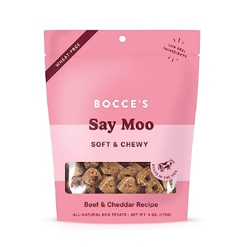 Picture of Bocce's Bakery BCB-A10106 Bocce's Bakery Oven Baked Say Moo Treats for Dogs, Wheat-Free Everyday Dog Treats, Made with Real Ingredients, Baked in The USA, All-Natural Soft & Chewy Cookies, Beef & Cheddar Recipe, 6 oz (EA)