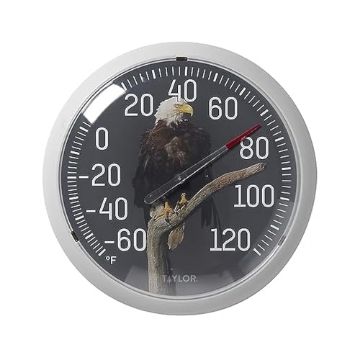 Picture of TAYLOR PRECISION PRODUCTS 5307093 Taylor Nature Series Eagle Indoor Outdoor Dial Thermometer, Easy to Read Wall Decor for Patio, Pool, Yard, Garden or Garage, 13.25 Inch, Gray Bezel (PK-4-EA)