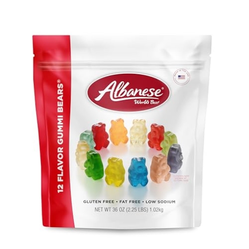 Picture of ALBANESE 53336 Albanese World's Best 12 Flavor Gummi Bears, 36oz Bag of Candy, Soft & Chewy Candy Snacks, Fruity Flavor Assortment (EA)
