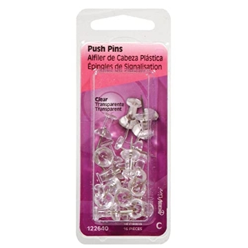 Picture of HILLMAN 122640 Hillman Clear Push Pins 16 pk (PK-6-EA)
