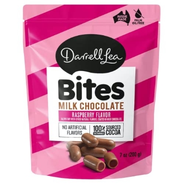Picture of DL DISTRIBUTION LLC 20089 Darrell Lea Milk Chocolate Raspberry Bites, 7 Ounce (1-Pack) | 100% Sustainably Sourced Cocoa | Palm Oil Free, No Artificial Flavors, Made in Australia, Good On-The-Go & Shareable! (PK-8-EA)