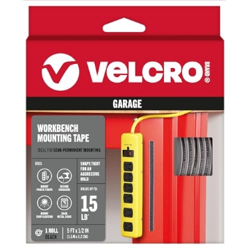 Picture of VEK VEL-30827-USA VELCRO Brand Workbench Foam Mounting Tape with Snap Locking | Garage Organization Indoor or Outdoor | 10ft Total, 5ft Closure, 1/2" Wide, Black (EA)