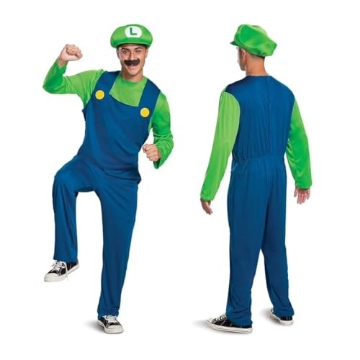 Picture of Disguise DG108469D Disguise Luigi Costume, Official Nintendo Super Mario Bros Luigi Adult Costume with Hat and Mustache, X-Large (42-46) (EA)