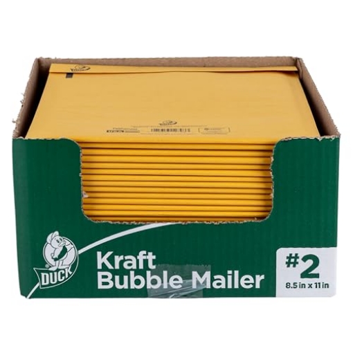 Picture of Duck Tape 288130 Duck Brand #2 Kraft Bubble Mailer, Manila, 8.5 inch x 11 inch, 25 Pack (PK-25-EA)