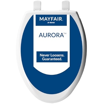 Picture of MAYFAIR BY BEMIS 187SLOW-000 Mayfair Aurora Slow Close Toilet Seat, Easy Clean Hinges and Adjustable Perfect Fit Plastic Seat, Made in USA, Elongated, White (EA)