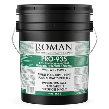 Picture of ROMAN INC 12105 Roman R-35 Adhesion Promoting Tacky Wallpaper Primer for Glass, Tile, and Paneling, Sealed Surfaces, Fast Drying, Clear, PRO-935, Zero VOC, (5 Gallon - 2250 sq. ft.) (EA)