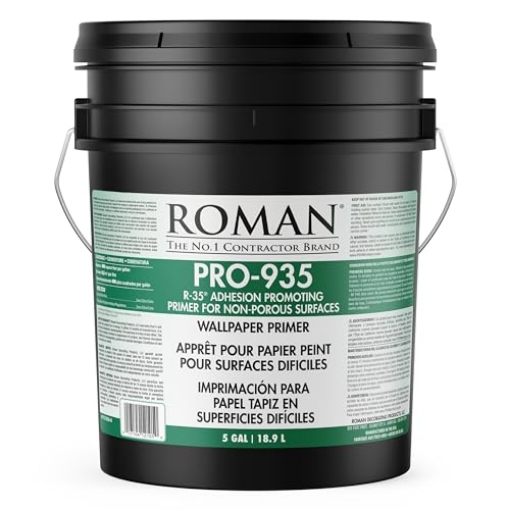 Picture of ROMAN INC 12105 Roman R-35 Adhesion Promoting Tacky Wallpaper Primer for Glass, Tile, and Paneling, Sealed Surfaces, Fast Drying, Clear, PRO-935, Zero VOC, (5 Gallon - 2250 sq. ft.) (EA)