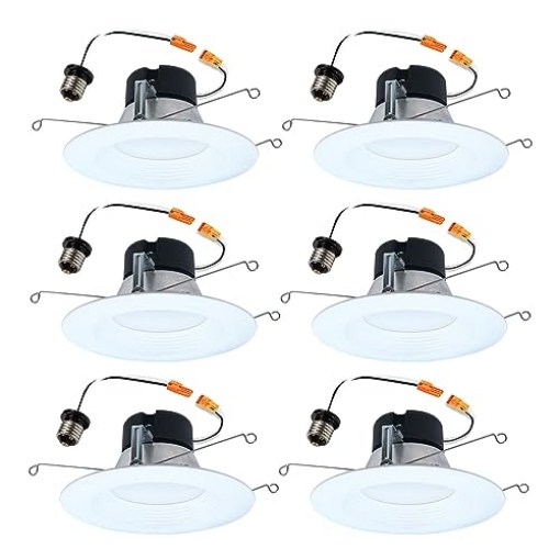 Picture of Cooper Group LT56079FS1EWHR6 HALO 5 inch / 6 inch LED Recessed Light Trim with 5 Color Temperatures, Dimmable Baffle Can Lights for Ceiling, 6-Pack. 750 Lumens LT56079FS1EWHR6PK (EA)