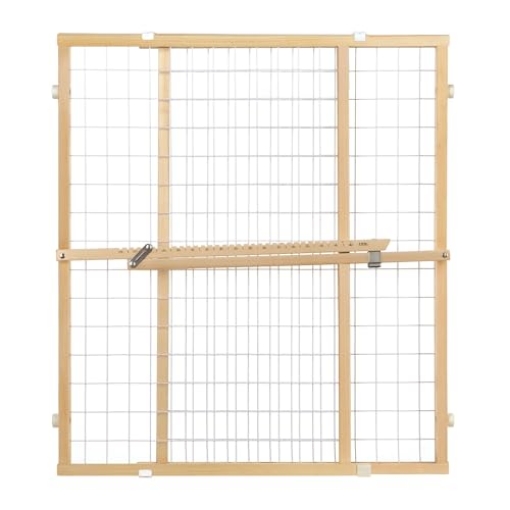 Picture of NORTH STATES 4618A Toddleroo by North States - Extra-Wide Wire Mesh Wooden Baby Gate: Pressure Mounted Baby Gate for Doorways - Adjustable 29.5 to 50 Inches Wide - 31 Inches Tall (EA)