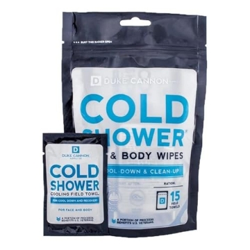 Picture of DUKE CANNON TOWELSPOUCH1 Duke Cannon Supply Co. Cold Shower Cooling Field Towel and Body Wipes, Pack of 15 - Individually Wrapped Cooling Towelettes for Face, Hands and Body (EA)