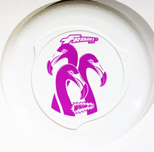 Picture of Wham-O 50140 Wham-O Fun Flyer Frisbee Disc in White with 3 Pink Flamingoes Design, Quantity 1 (PK-24-EA)