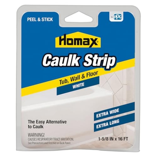 Picture of Homax 3071 Homax 41072030717 Caulk Strip White, 1-5/8" X 16', Extra Wide Project Size Tub, Wall and Floor Caulk Strip, 1-5/8" x 16' (EA)