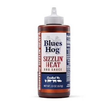 Picture of BLUES HOG LLC 70710 Blues Hog Sizzlin’ Heat BBQ Sauce, Spicy & Tangy Cajun Sauce Perfect for Ribs, Wings & Grilling, All-Natural, No High Fructose Corn Syrup, Gluten-Free, Made in the USA, 22oz (EA)