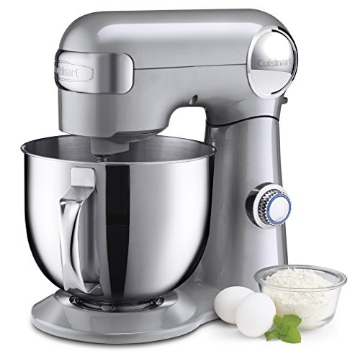 Picture of Cuisinart SM-50BC Cuisinart Stand Mixer, 12 Speeds, 5.5-Quart Mixing Bowl, Chef's Whisk, Flat Mixing Paddle, Dough Hook, and Splash Guard with Pour Spout, Silver Lining, SM-50BC, Silver Lining (EA)