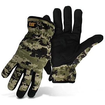 Picture of CAT CAT012270L Cat® CAT012270 Touchscreen Compatible Padded Palm Gloves – Large, Spandex Back Gloves w/ Digital Camo Design, Padded Knuckle, Shirred Elastic Wrist (EA)