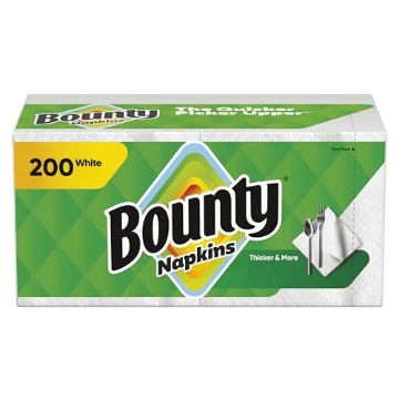 Picture of Bounty 96595 Bounty Paper Napkins, White, 200 Count, Packaging may vary (PK)