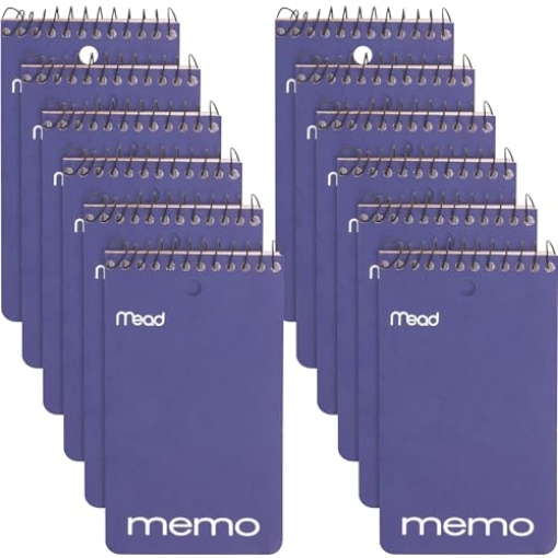 Picture of Mead 45354 Mead Wirebound Memo Book - 60 Sheets - 120 Pages - Wire Bound - College Ruled - 3" x 5" - White Paper - AssortedCardboar (PK-12-EA)