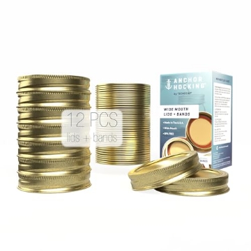 Picture of TECNOCAP HCR12TWB-G Tecnocap Wide Mouth Lids & Bands, Red Plastisol, Gold - 12 sets of Bands & Lids per box (PK-12-EA)