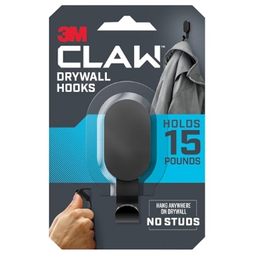 Picture of 3M 3DH15BLK-1ES 3M Claw Drywall Hooks, 15lb, Black, 1 Claw, 1 Cover (EA)