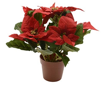 Picture of DECORIS 627876 SILK POINSETTIA IN POT (PK-12-EA)