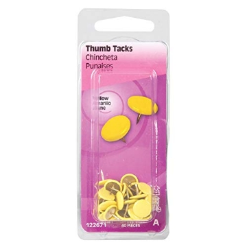 Picture of HILLMAN 122671 Hillman 0.375 in. L Yellow Steel Thumb Tacks 40 pk - Case of: 6; Each Pack Qty: 40; Total Items Qty: 2406 (PK-6-EA)