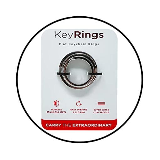 Picture of KEYSMART LLC KS850-SS KeySmart Key Rings - Pack of 3 Flat Key Chain Rings for Key Attachment - Easy Opening and Closing Round Split Metal Key Rings for Keychains - Slim & Durable Large, Medium and Small Rings… (EA)