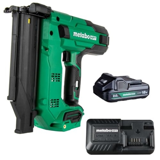 Picture of METABO HPT NT1850DGM Metabo HPT 18V MultiVolt Compact Cordless Brad Nailer Kit, 18 Gauge Nailer with Power Tool 2.0Ah Lithium Ion Battery, Drives 5/8" to 2" Brad Nails, 700 per Charge, NT1850DG (EA)