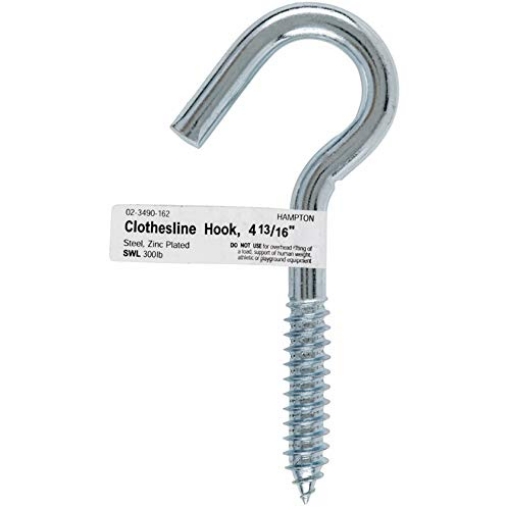 Picture of ACE TRADING - BH 10 02-3490-162 Hampton Clothesline Hook 4-13/16" O.A. 2" Tread 300 Lb Bulk Stl (PK-10-EA)